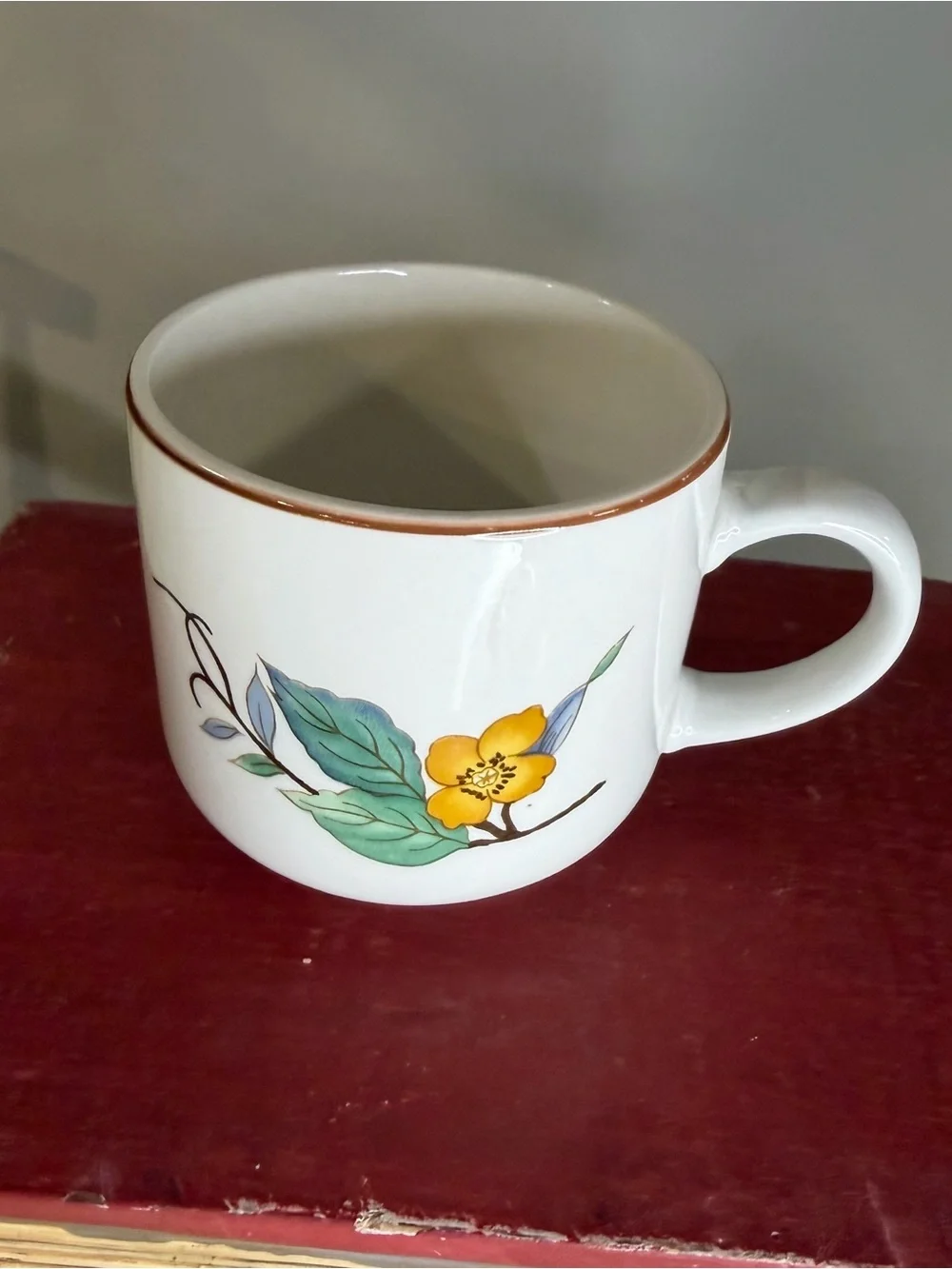 Woodhill Ceramic Floral Coffee Mug - Yellow and blue Flower